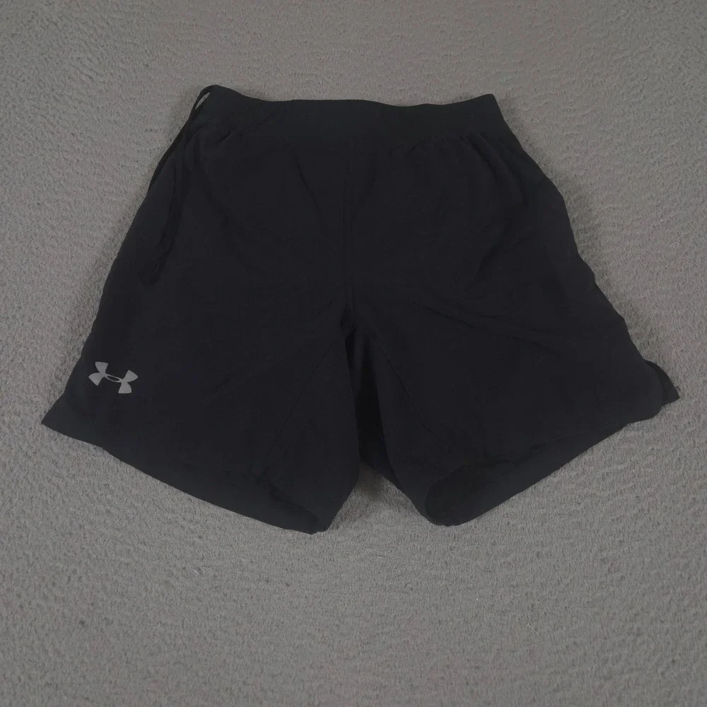 Under Armour Shorts Mens Small Black HeatGear Brief Mesh Lined Fitted Running